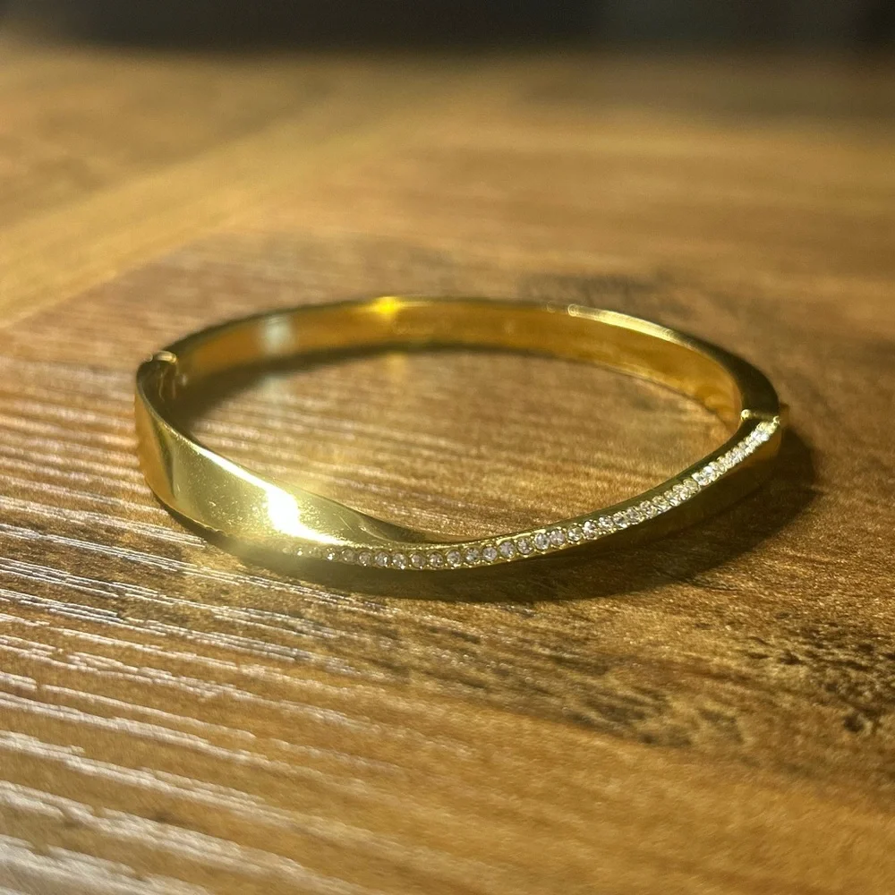 Gold Kate Spade Accented Twisted Bangle Bracelet - Picture 9 of 9